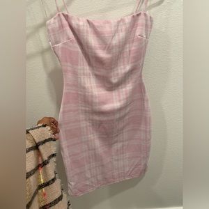 Pink and white bodycon dress